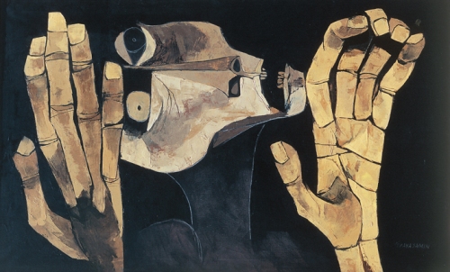 El grito II / The Cry II, 1983, oil on canvas, (detail of triptych, 41 5/16 x 68 15/16 in.),Collection of Fundacion Guayasamín